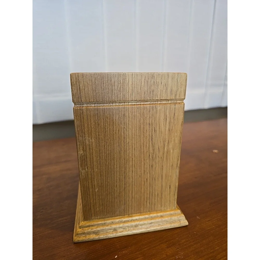Vtg Wooden Wood Caddy Pencil Holder Container 5 1/4